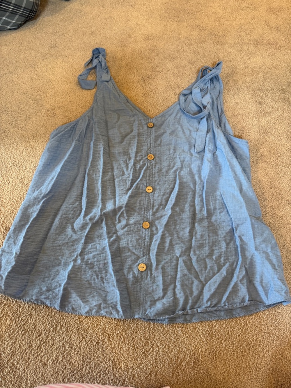 Women's Light Blue Button-Front Tie-Strap Camisole